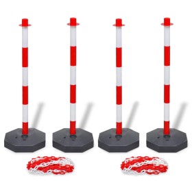 Set of 4 plastic chain barrier posts 10 m each by vidaXL, Safety signs - Ref: Foro24-3057525, Price: 76,57 €, Discount: %