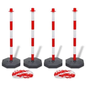 Set of 4 plastic chain barrier posts 10 m each by vidaXL, Safety signs - Ref: Foro24-3057525, Price: 70,42 €, Discount: %