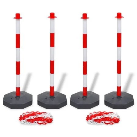 Set of 4 plastic chain barrier posts 10 m each by vidaXL, Safety signs - Ref: Foro24-3057525, Price: 70,42 €, Discount: %