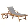 Lounger with solid teak wood table and cushion by vidaXL, Loungers - Ref: Foro24-3063022, Price: 306,47 €, Discount: %