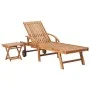 Lounger with solid teak wood table and cushion by vidaXL, Loungers - Ref: Foro24-3063022, Price: 306,47 €, Discount: %