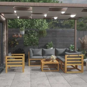 Muebles de jardín 7 pzas cojines madera maciza de acacia de vidaXL, Conjuntos de jardín - Ref: Foro24-3057613, Precio: 751,79...