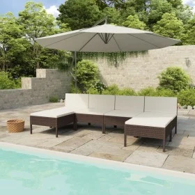 6-teiliges Gartenmöbel-Set und braune synthetische Rattankissen von vidaXL, Gartensets - Ref: Foro24-3056985, Preis: 336,69 €...