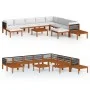 Muebles de jardín 12 pzas cojines crema madera maciza acacia de vidaXL, Conjuntos de jardín - Ref: Foro24-3057895, Precio: 1,...