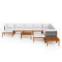 Muebles de jardín 12 pzas cojines crema madera maciza acacia