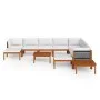 Muebles de jardín 12 pzas cojines crema madera maciza acacia de vidaXL, Conjuntos de jardín - Ref: Foro24-3057895, Precio: 1,...