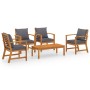 Garden furniture 5 pieces cushions solid acacia wood by vidaXL, Garden sets - Ref: Foro24-3057791, Price: 415,57 €, Discount: %