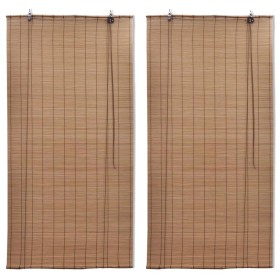 Bamboo roller blind 2 units brown 120x220 cm by vidaXL, Blinds and blinds - Ref: Foro24-3057520, Price: 63,62 €, Discount: %