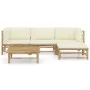 5-piece bamboo garden furniture set with cream white cushions by vidaXL, Garden sets - Ref: Foro24-3058193, Price: 535,49 €, ...