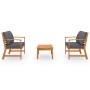 Muebles de jardín 3 pzas cojines madera maciza de acacia