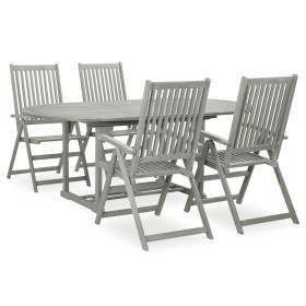 5 Stück massives Akaziengrau Holz Garten Esszimmer Set von vidaXL, Gartensets - Ref: Foro24-3057907, Preis: 540,40 €, Rabatt: %