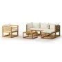Garden furniture 6 pcs cream cushions solid acacia wood by vidaXL, Garden sets - Ref: Foro24-3057635, Price: 559,67 €, Discou...