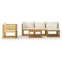 Garden furniture 6 pcs cream cushions solid acacia wood by vidaXL, Garden sets - Ref: Foro24-3057635, Price: 559,67 €, Discou...