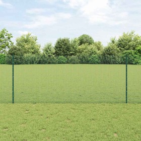 Reja con postes Verde 1 x 50 m Acero
