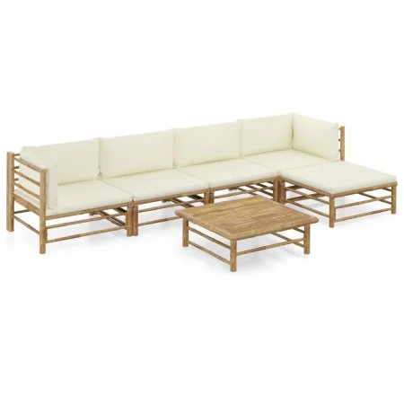 6-teiliges Gartenmöbel-Set aus Bambus und cremeweißen Kissen von vidaXL, Gartensets - Ref: Foro24-3058237, Preis: 628,41 €, R...