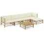 6-teiliges Gartenmöbel-Set aus Bambus und cremeweißen Kissen von vidaXL, Gartensets - Ref: Foro24-3058237, Preis: 628,41 €, R...