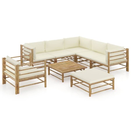 Gartenmöbel-Set 8-teilig aus Bambus und cremeweißen Kissen von vidaXL, Gartensets - Ref: Foro24-3058217, Preis: 998,00 €, Rab...