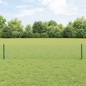 Reja con postes Verde 0.4 x 100 m Acero