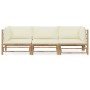 Gartenmöbel-Set 3-teilig aus Bambus und cremeweißen Kissen von vidaXL, Gartensets - Ref: Foro24-3058203, Preis: 399,45 €, Rab...