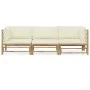 Set de muebles de jardín 3 piezas bambú y cojines blanco crema de vidaXL, Conjuntos de jardín - Ref: Foro24-3058203, Precio: ...