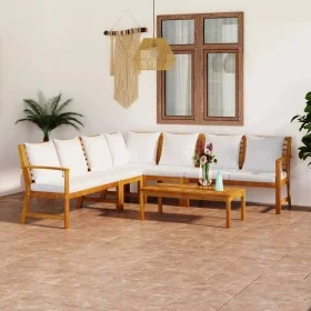 Gartenmöbel 6 Stück cremefarbene Kissen aus massivem Akazienholz von vidaXL, Gartensets - Ref: Foro24-3057774, Preis: 685,59 ...