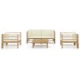 5-teiliges Gartenmöbel-Set aus Bambus mit cremeweißen Kissen von vidaXL, Gartensets - Ref: Foro24-3058207, Preis: 645,01 €, R...