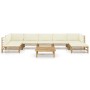 8-teiliges Gartenmöbel-Set aus Bambus und cremeweißen Kissen von vidaXL, Gartensets - Ref: Foro24-3058249, Preis: 876,20 €, R...
