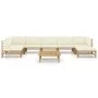 Set de muebles de jardín 8 piezas bambú y cojines blanco crema de vidaXL, Conjuntos de jardín - Ref: Foro24-3058249, Precio: ...