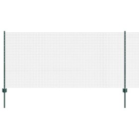 Reja con postes Verde 1 x 100 m Acero