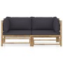 2-teiliges Gartenmöbel-Set aus Bambus und dunkelgrauen Kissen von vidaXL, Gartensets - Ref: Foro24-3058202, Preis: 257,71 €, ...