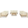 Garden furniture set 9 pieces bamboo and cream white cushions by vidaXL, Garden sets - Ref: Foro24-3058211, Price: 1,00 €, Di...