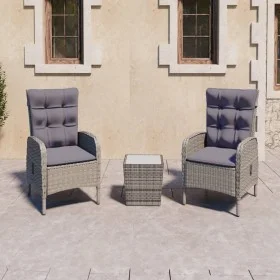 Garden table and chairs 3 pieces synthetic rattan and gray glass by vidaXL, Garden sets - Ref: Foro24-3058534, Price: 335,81 ...