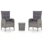 Garden table and chairs 3 pieces synthetic rattan and gray glass by vidaXL, Garden sets - Ref: Foro24-3058534, Price: 335,81 ...