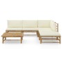 6-teiliges Gartenmöbel-Set aus Bambus und cremeweißen Kissen von vidaXL, Gartensets - Ref: Foro24-3058235, Preis: 585,42 €, R...