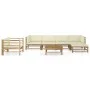 7-piece garden furniture set made of bamboo with cream white cushions by vidaXL, Garden sets - Ref: Foro24-3058199, Price: 76...