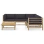 6-piece bamboo garden furniture set with dark gray cushions by vidaXL, Garden sets - Ref: Foro24-3058214, Price: 593,17 €, Di...