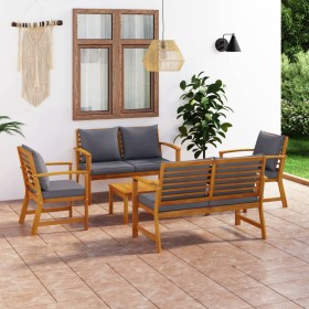 Garden furniture 5 pcs cushions solid acacia wood by vidaXL, Garden sets - Ref: Foro24-3057787, Price: 584,19 €, Discount: %