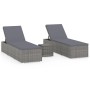 Garden loungers and table 3 pieces gray synthetic rattan by vidaXL, Loungers - Ref: Foro24-3057665, Price: 366,68 €, Discount: %