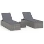 Gartenliegen und Tisch 3 Stück graues synthetisches Rattan von vidaXL, Liegen - Ref: Foro24-3057665, Preis: 366,68 €, Rabatt: %