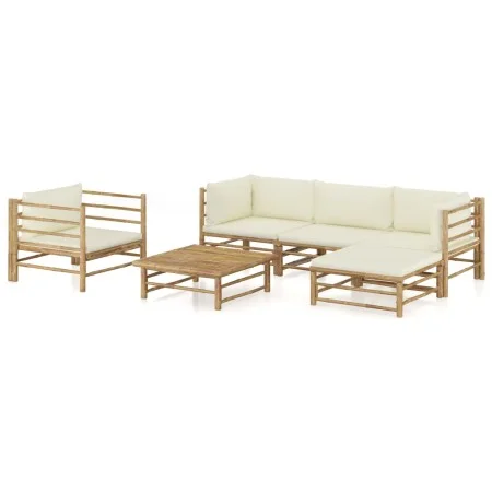 Gartenmöbel-Set 6-teilig aus Bambus und cremeweißen Kissen von vidaXL, Gartensets - Ref: Foro24-3058195, Preis: 675,76 €, Rab...