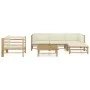 Gartenmöbel-Set 6-teilig aus Bambus und cremeweißen Kissen von vidaXL, Gartensets - Ref: Foro24-3058195, Preis: 675,76 €, Rab...