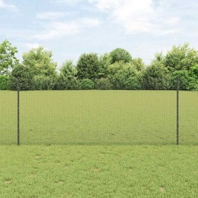 Reja con postes Gris 1 x 10 m Acero