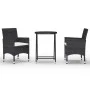 Garten-Bistro-Set, 3-teilig, synthetisches Rattan, schwarzes Hartglas von vidaXL, Gartensets - Ref: Foro24-3058378, Preis: 18...