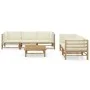6-piece garden furniture set made of bamboo with cream white cushions by vidaXL, Garden sets - Ref: Foro24-3058209, Price: 71...