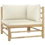 6-piece garden furniture set made of bamboo with cream white cushions by vidaXL, Garden sets - Ref: Foro24-3058209, Price: 71...