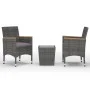 Garden table and chairs 3 pieces PE rattan and gray tempered glass by vidaXL, Garden sets - Ref: Foro24-3058365, Price: 186,2...