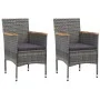 Garden table and chairs 3 pieces PE rattan and gray tempered glass by vidaXL, Garden sets - Ref: Foro24-3058365, Price: 186,2...