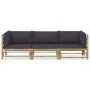 Garden furniture set 3 pieces bamboo and dark gray cushions by vidaXL, Garden sets - Ref: Foro24-3058204, Price: 369,17 €, Di...