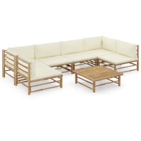 Gartenmöbel-Set 7-teilig aus Bambus und cremeweißen Kissen von vidaXL, Gartensets - Ref: Foro24-3058233, Preis: 826,48 €, Rab...