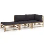 Gartenmöbel-Set 3-teilig aus Bambus und dunkelgrauen Kissen von vidaXL, Gartensets - Ref: Foro24-3058246, Preis: 302,08 €, Ra...